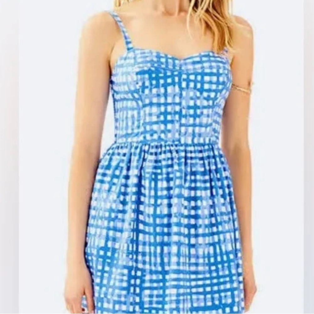 Lilly Pulitzer Feelin Beachy Blue White Gingham Ardleigh Dress 8